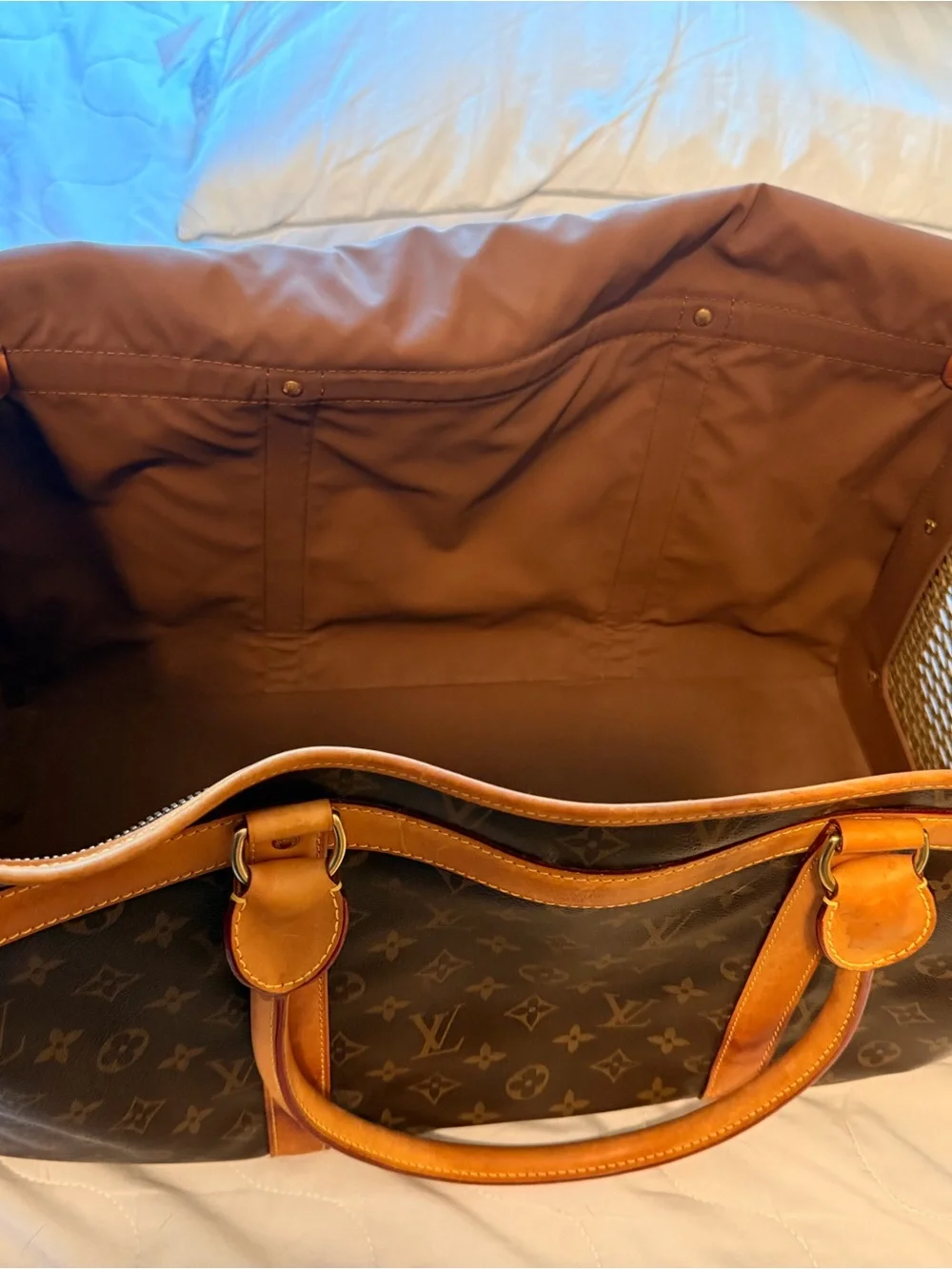 Louis Vuitton Brown Monogram Canvas Pet Carrier with Tan Leather Trim